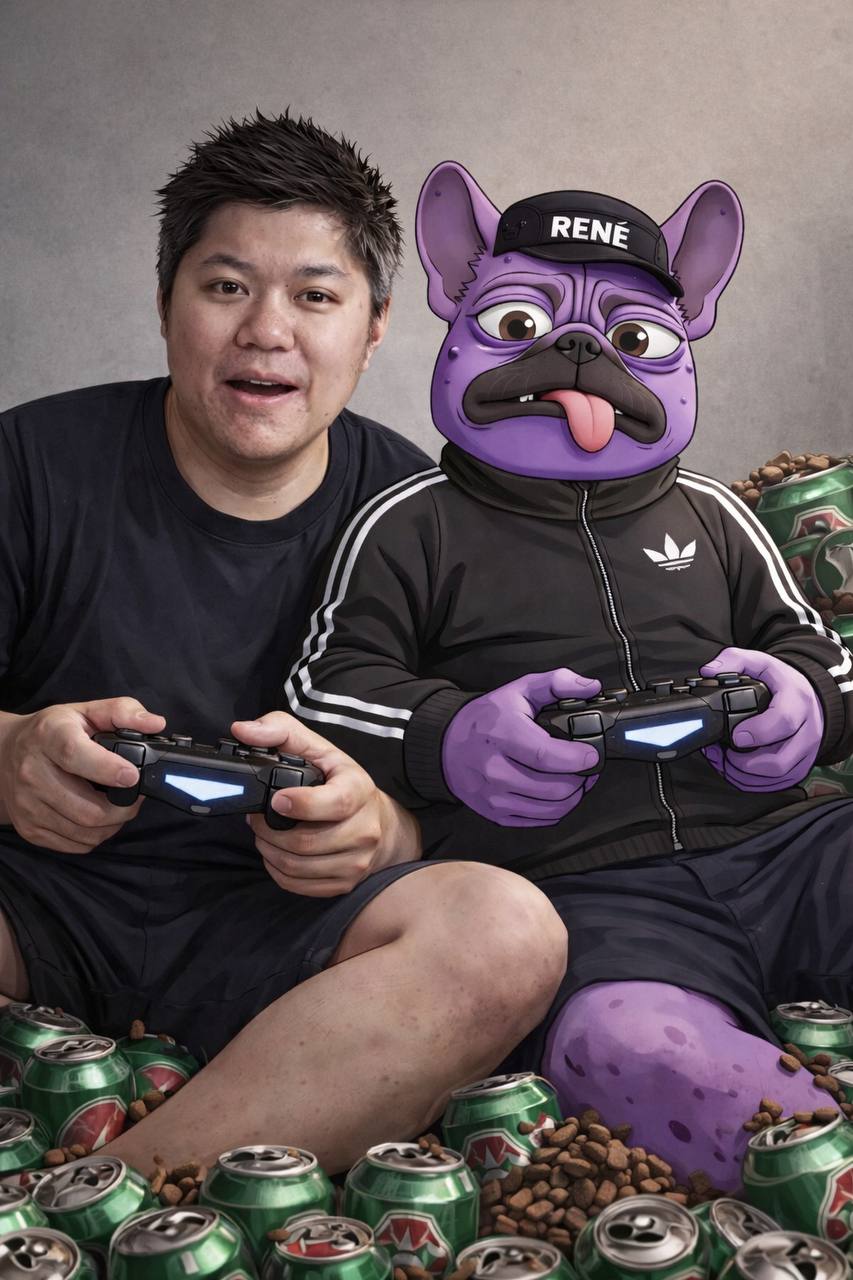 René and Keone gaming on couch surrounded by cans and kibble